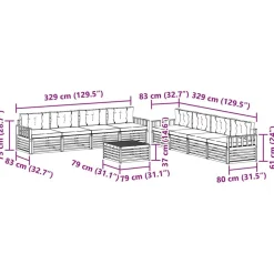 vidaXL Conjuntos De Muebles-Conjunto de sofás de exterior 9 pcs