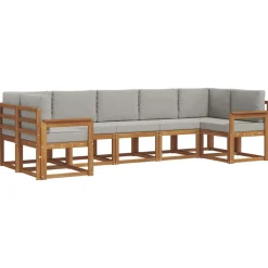 vidaXL Conjuntos De Muebles-Conjunto de sofás de exterior 7 pcs Gris Natural y Claro