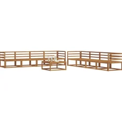 vidaXL Conjunto de sofás de exterior con cojín 9 pcs Natural y beige Discount
