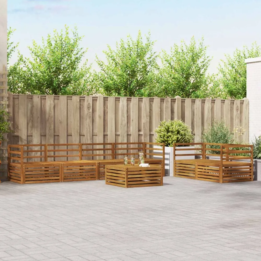 vidaXL Conjunto de sofás de exterior 7 pcs Natural Clearance