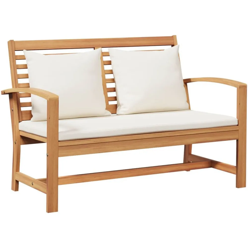 vidaXL Conjunto de sofás de jardín 5 pcs Natural Madera de teca maciza Natural y crema Best