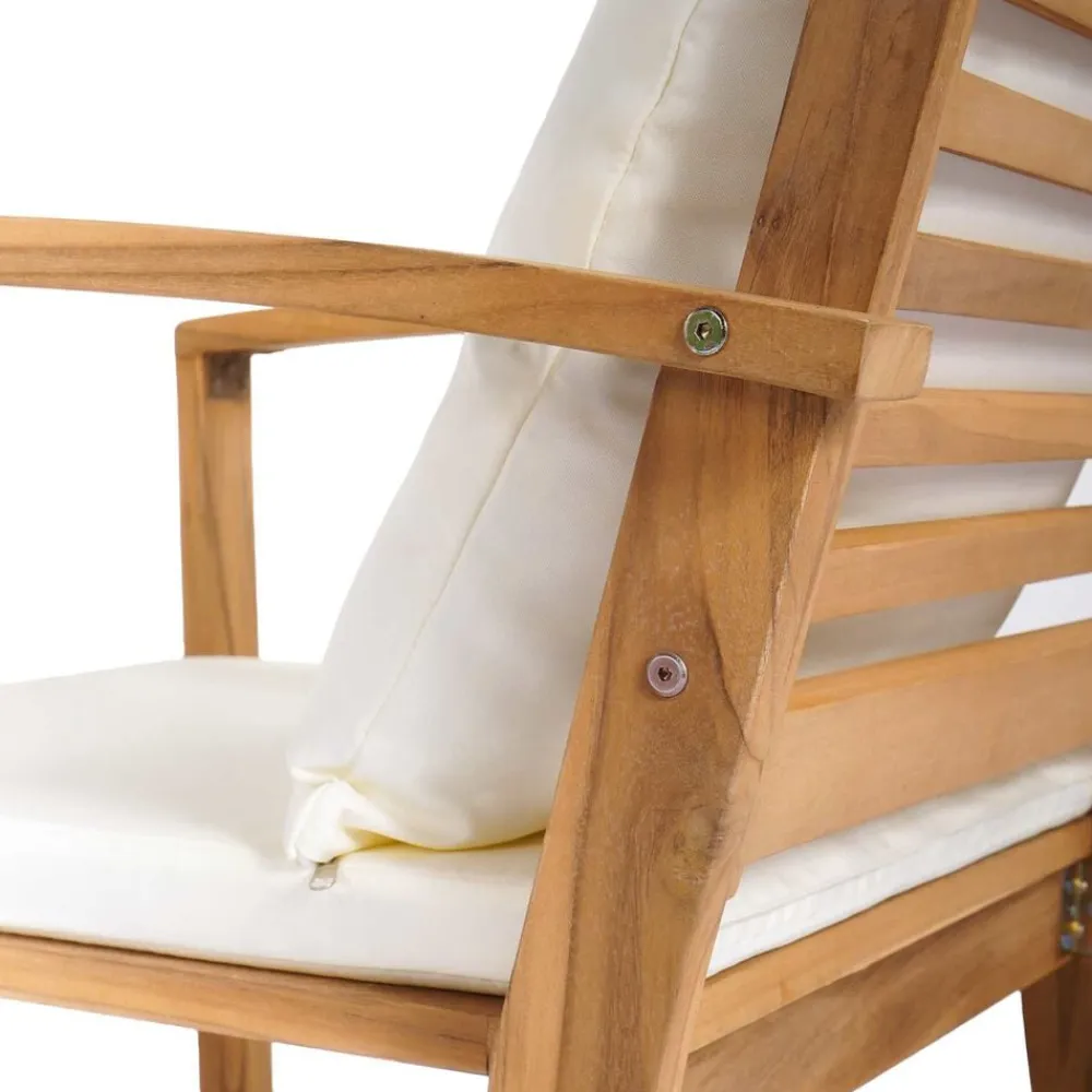 vidaXL Conjunto de sofás de jardín 5 pcs Natural Madera de teca maciza Natural y crema Best