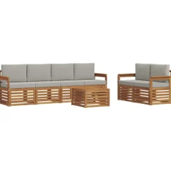 vidaXL Conjuntos De Muebles-Conjunto de sofás de exterior 7 pcs Gris Natural y Claro