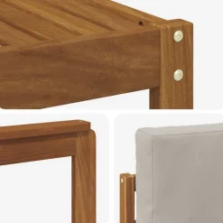 vidaXL Conjuntos De Muebles-Conjunto de sofás de exterior 7 pcs Gris Natural y Claro