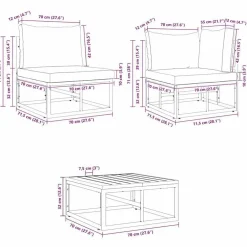 vidaXL Muebles De Jardín-Conjunto de sofás de jardín 13 pcs Negro Metal