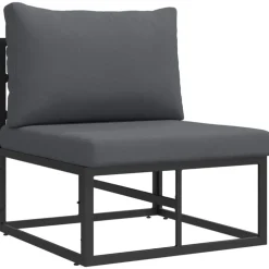 vidaXL Muebles De Jardín-Conjunto de sofás de jardín 13 pcs Negro Metal