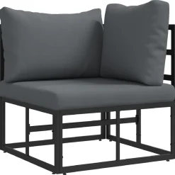 vidaXL Muebles De Jardín-Conjunto de sofás de jardín 13 pcs Negro Metal
