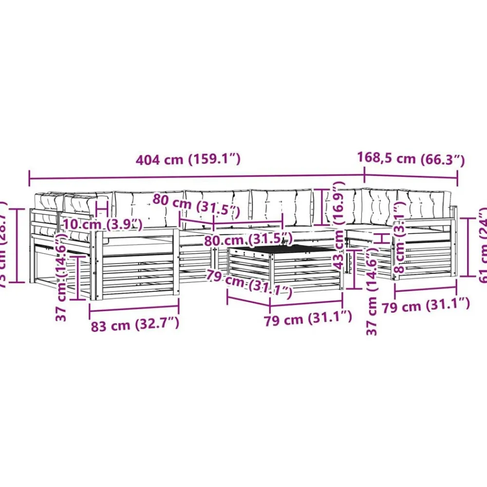 vidaXL Conjuntos De Muebles-Conjunto de sofás de exterior con cojín 8 pcs