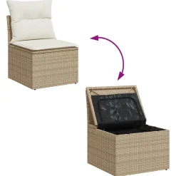 vidaXL Conjunto de sofás de jardín 9 pcs ratán sintético beige y crema Outlet