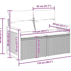 vidaXL Conjunto de sofás de jardín 9 pcs ratán sintético beige y crema Outlet