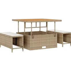 vidaXL Conjunto de sofás de jardín 9 pcs ratán sintético beige y crema Outlet
