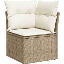 vidaXL Conjunto de sofás de jardín 9 pcs ratán sintético beige y crema Outlet