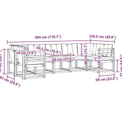 vidaXL Conjunto de sofás de exterior con cojín 7 pcs Natural y Crema Discount