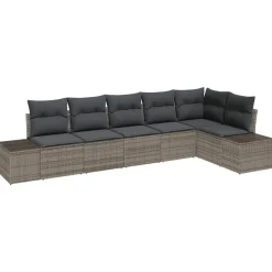 vidaXL Conjunto de sofás de jardín 6 pcs ratán sintético Gris Hot