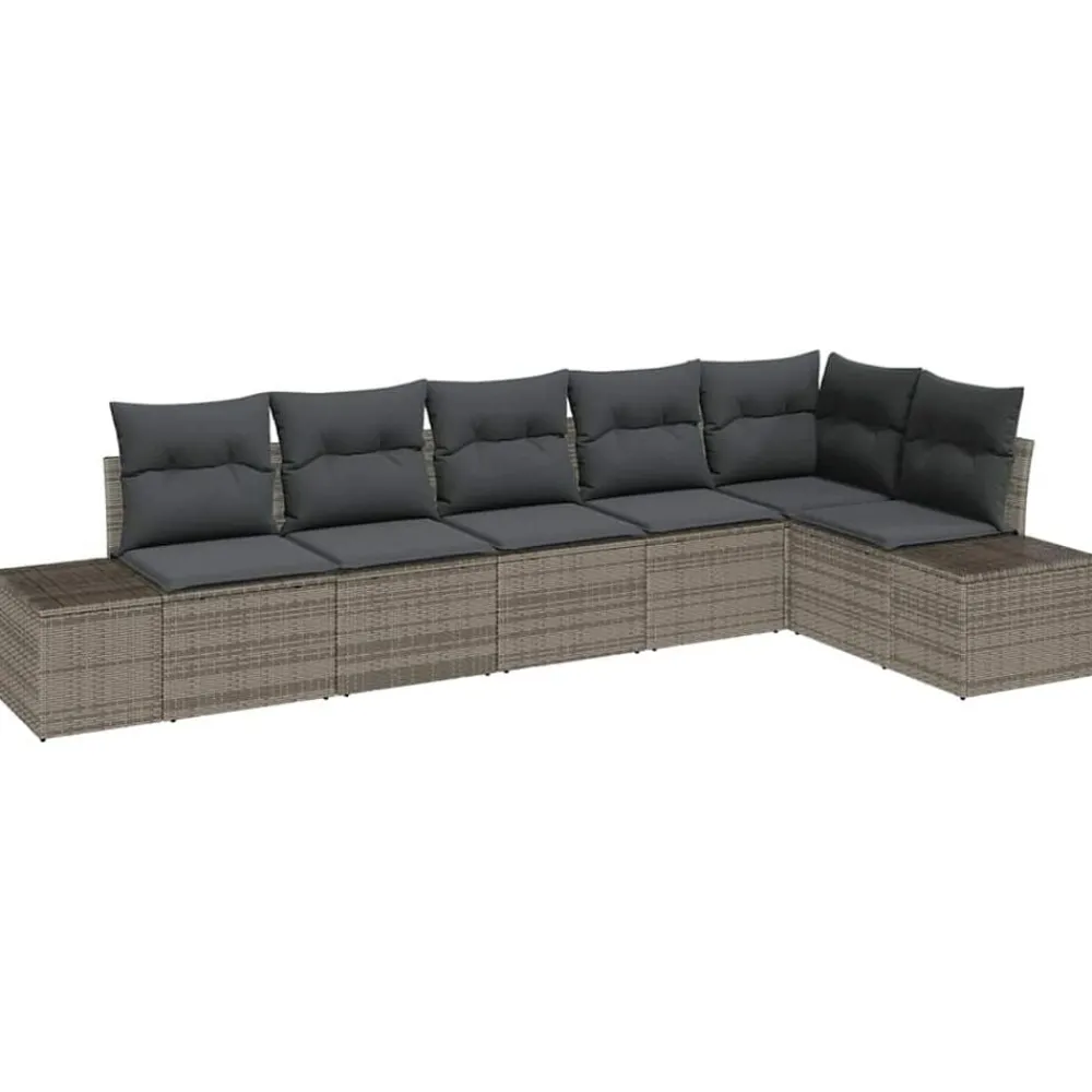 vidaXL Conjunto de sofás de jardín 6 pcs ratán sintético Gris Hot