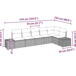 vidaXL Conjunto de sofás de jardín 6 pcs ratán sintético Gris Hot