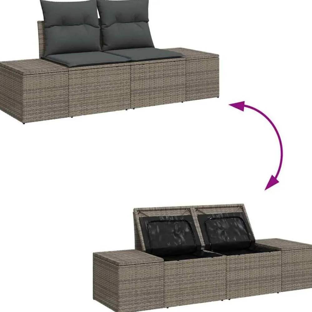 vidaXL Conjunto de sofás de jardín 6 pcs ratán sintético Gris Hot