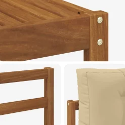 vidaXL Conjunto de sofás de exterior con cojín 7 pcs Natural y beige