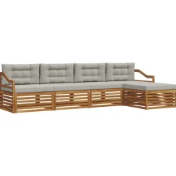 vidaXL Conjuntos De Muebles-Conjunto de sofás de exterior 5 pcs Gris Natural y Claro