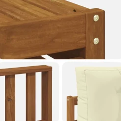 vidaXL Conjunto de sofás de exterior con cojín 6 pcs Natural y crema Discount