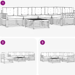 vidaXL Conjunto de sofás de exterior con cojín 6 pcs Natural y crema Discount