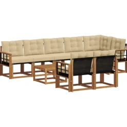 vidaXL Conjunto de sofás de exterior con cojín 9 pcs Natural y beige Best