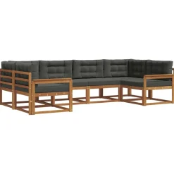 vidaXL Conjunto de sofás de exterior 6 pcs Natural y antracita
