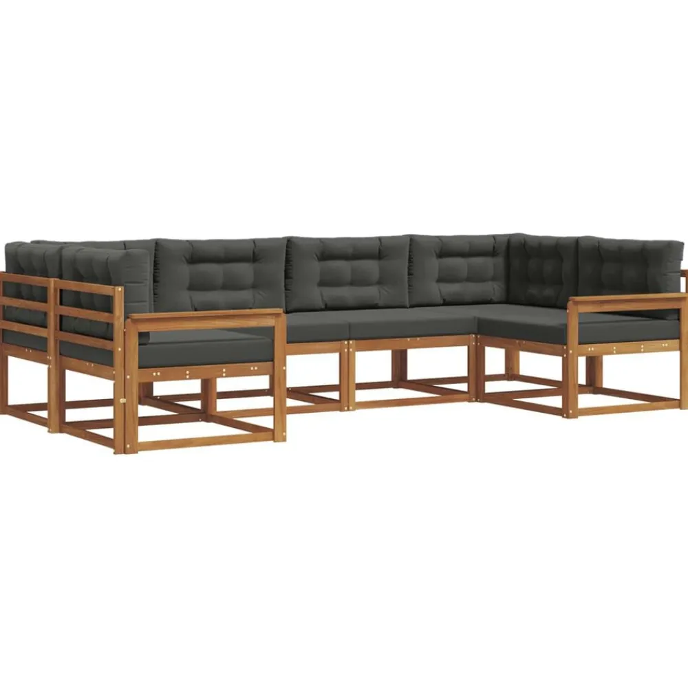 vidaXL Conjunto de sofás de exterior 6 pcs Natural y antracita