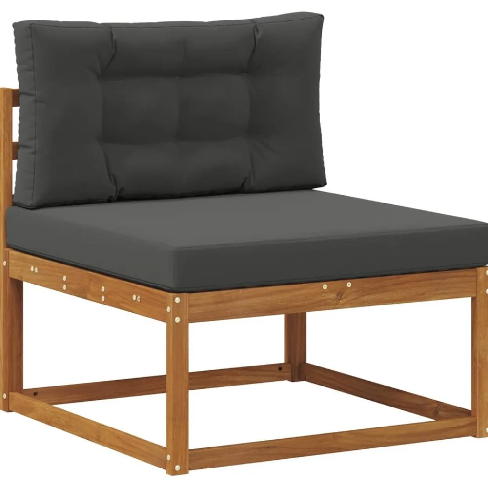 vidaXL Conjunto de sofás de exterior 6 pcs Natural y antracita
