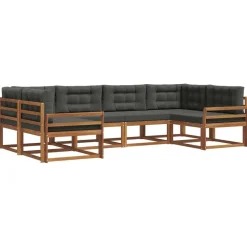 vidaXL Conjunto de sofás de exterior 6 pcs Natural y antracita Discount