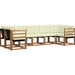 vidaXL Conjuntos De Muebles-Conjunto de sofás de exterior 7 pcs Gris Natural y Claro
