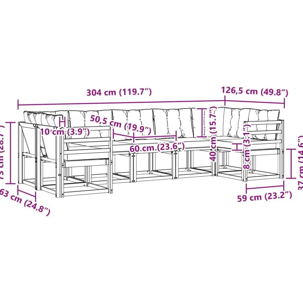 vidaXL Conjuntos De Muebles-Conjunto de sofás de exterior 7 pcs Gris Natural y Claro