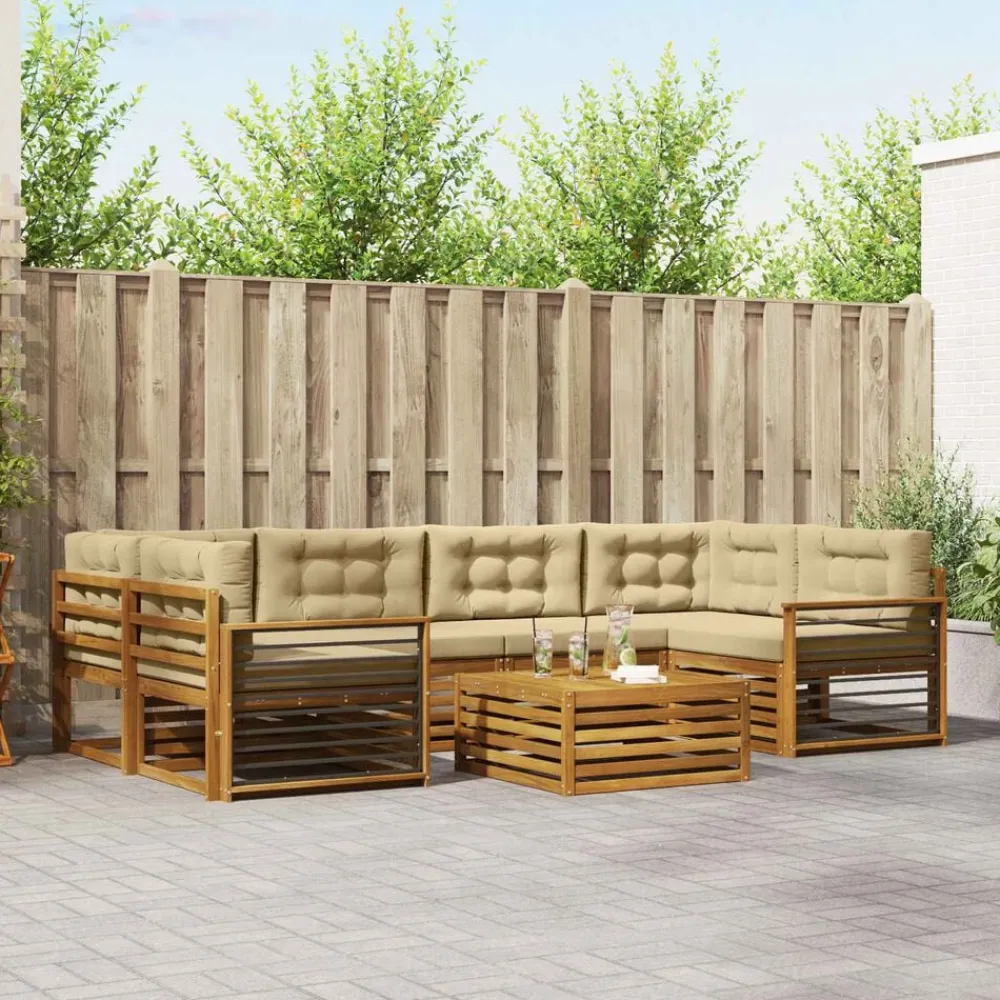 vidaXL Conjuntos De Muebles-Conjunto de sofás de exterior con cojín 7 pcs