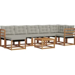 vidaXL Conjunto de sofás de exterior 8 pcs Gris Natural y Claro Gris claro y natural Hot