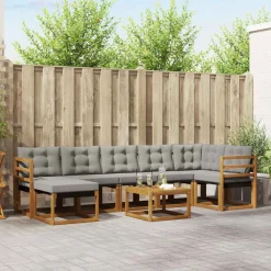 vidaXL Conjunto de sofás de exterior 8 pcs Gris Natural y Claro Gris claro y natural Hot