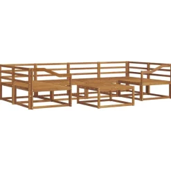 vidaXL Conjunto de sofás de exterior 7 pcs Natural Clearance