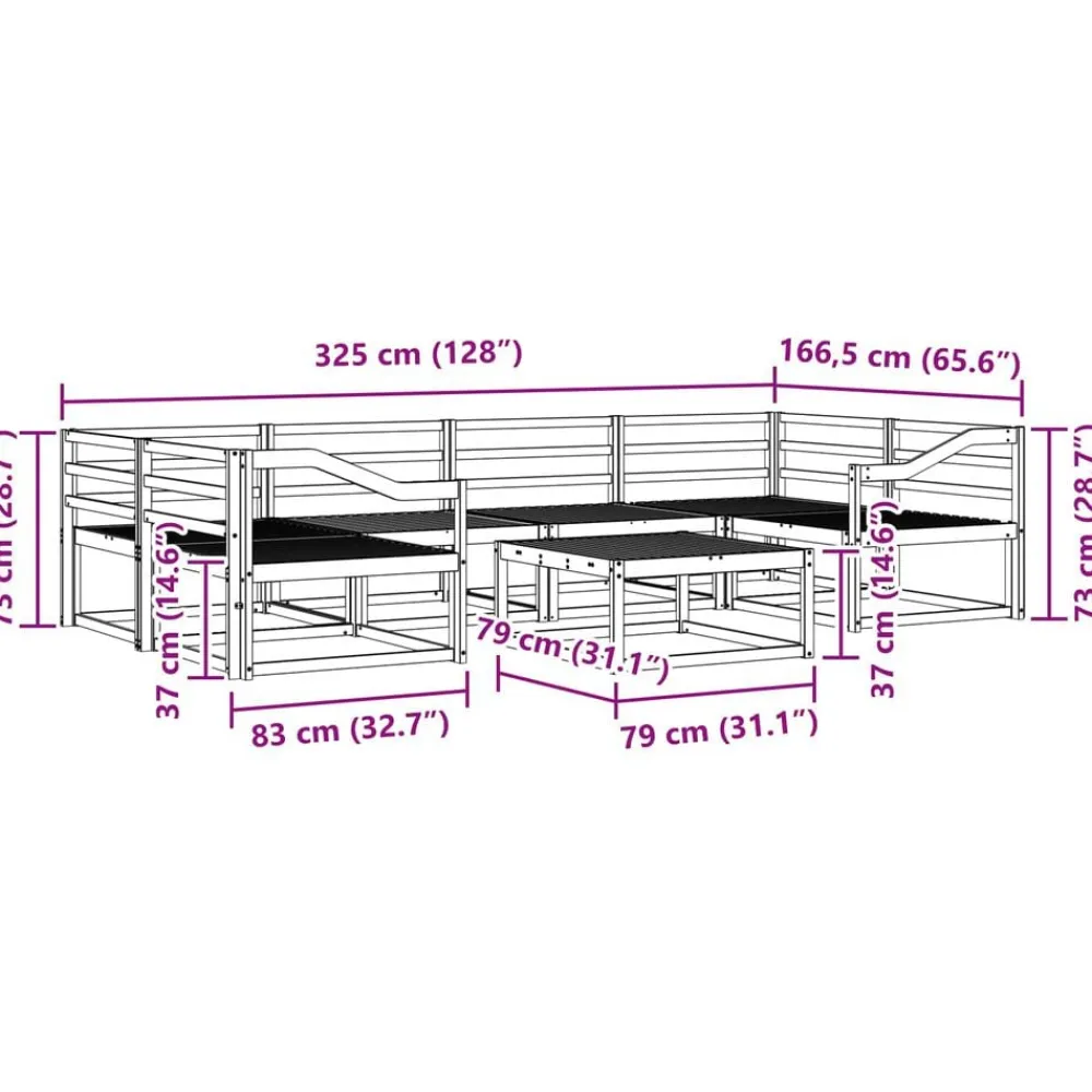 vidaXL Conjunto de sofás de exterior 7 pcs Natural Clearance