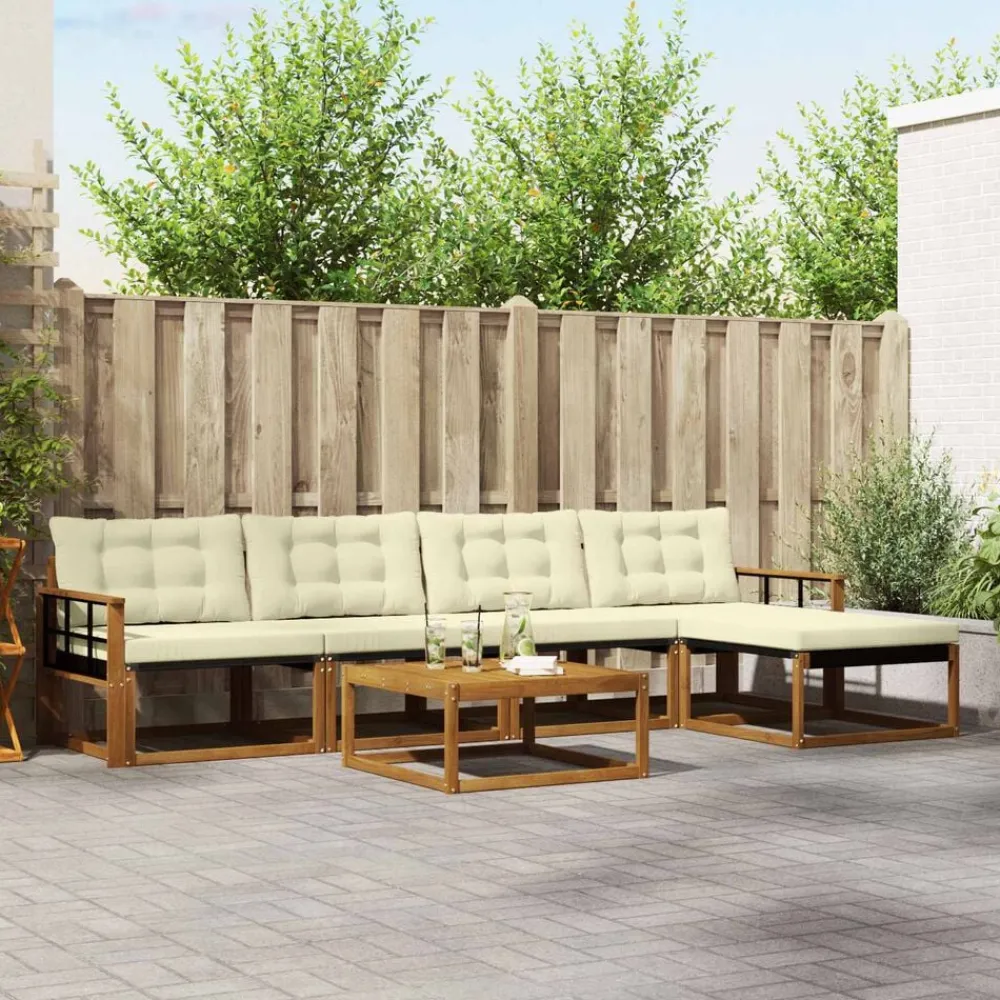 vidaXL Conjuntos De Muebles-Conjunto de sofás de exterior con cojín 6 pcs