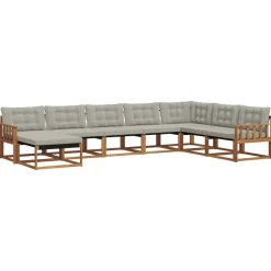 vidaXL Conjunto de sofás de exterior 8 pcs Gris Natural y Claro Gris claro y natural Hot