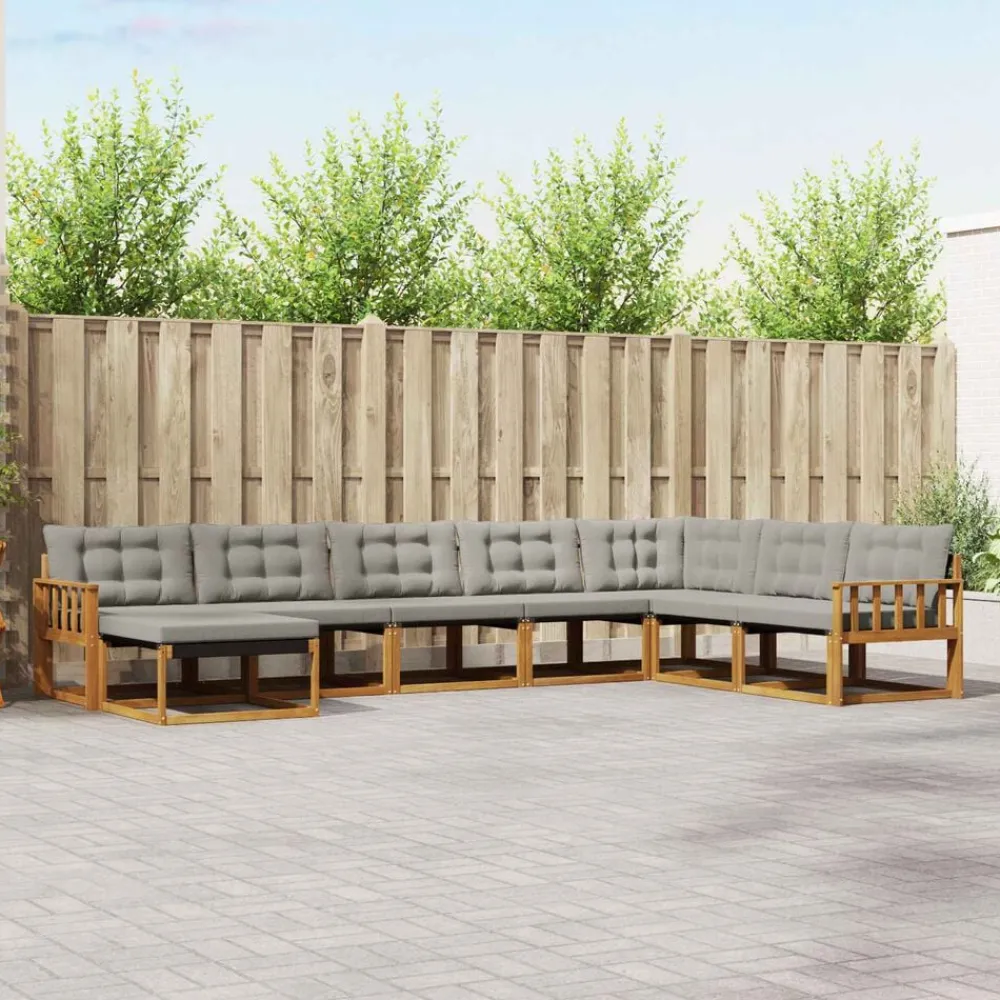 vidaXL Conjunto de sofás de exterior 8 pcs Gris Natural y Claro Gris claro y natural Hot