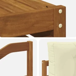 vidaXL Conjunto de sofás de exterior con cojín 7 pcs Natural y crema Online