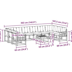 vidaXL Conjuntos De Muebles-Conjunto de sofás de exterior 11 pcs Gris Natural y Claro