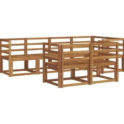 vidaXL Conjunto de sofás de exterior 7 pcs Natural y Antracita Outlet