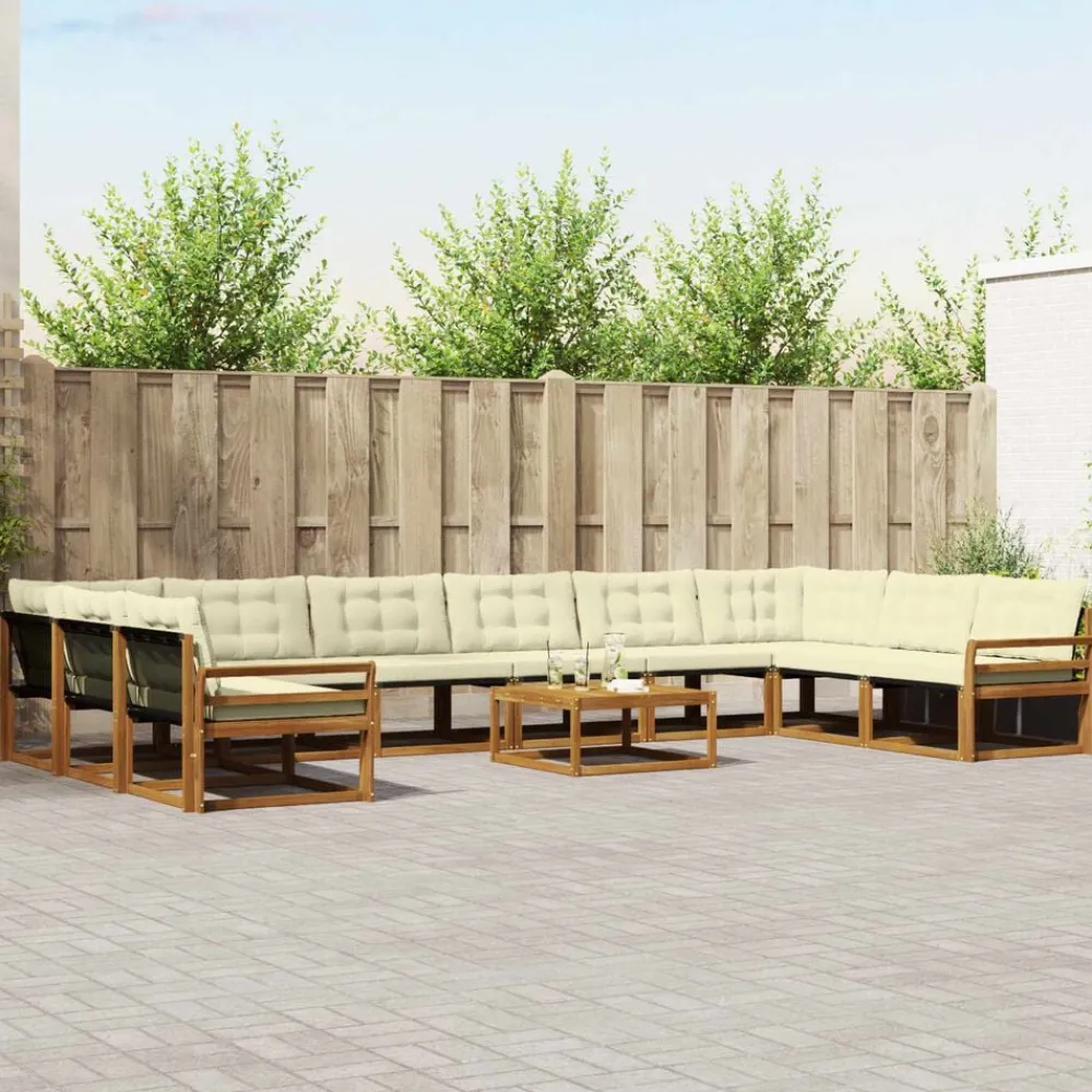 vidaXL Conjuntos De Muebles-Conjunto de sofás de exterior con cojín 11 pcs