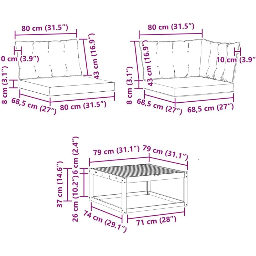 vidaXL Conjuntos De Muebles-Conjunto de sofás de exterior con cojín 11 pcs