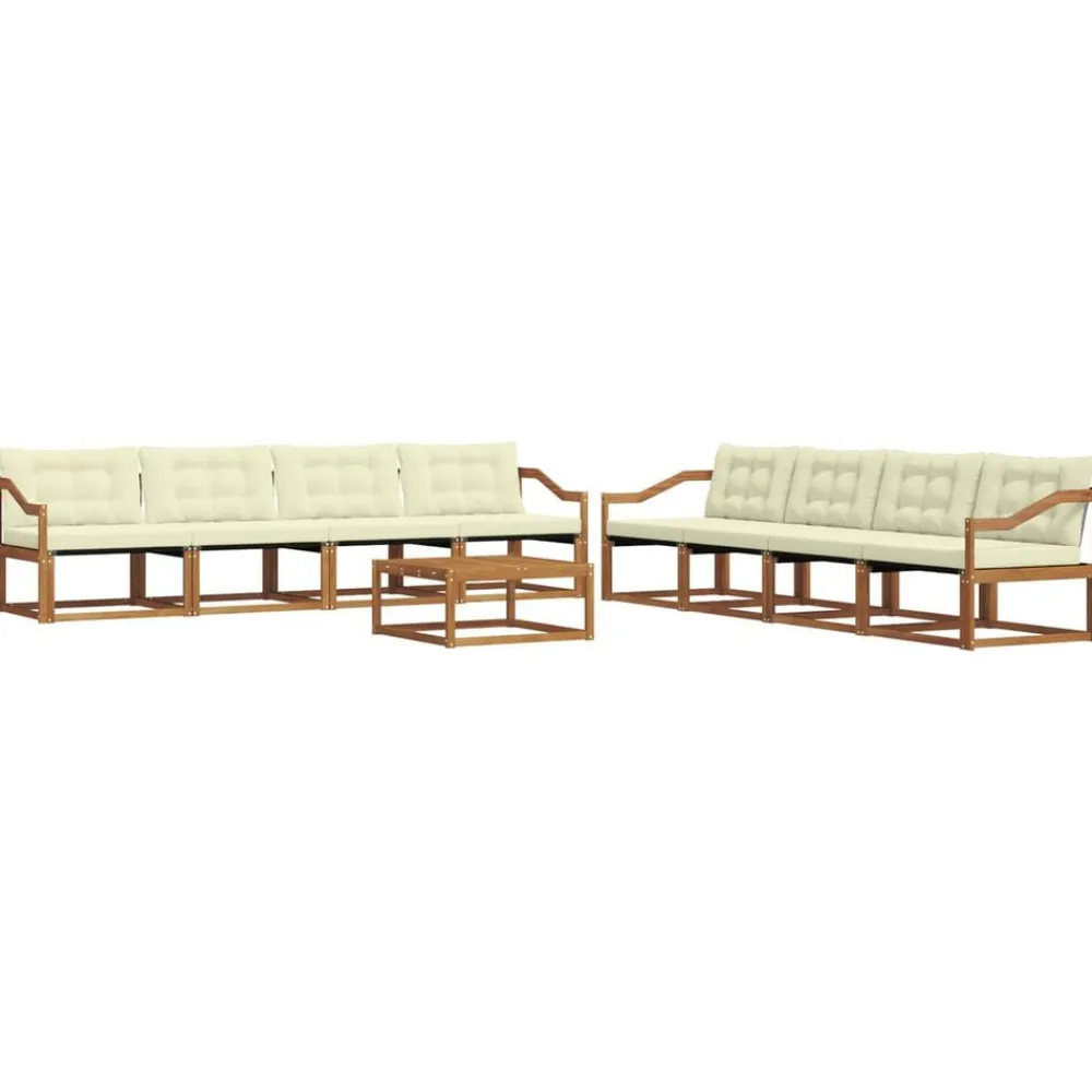 vidaXL Conjuntos De Muebles-Conjunto de sofás de exterior con cojín 9 pcs