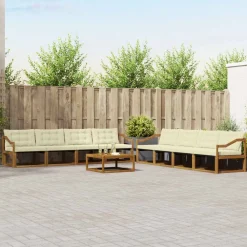 vidaXL Conjuntos De Muebles-Conjunto de sofás de exterior con cojín 9 pcs