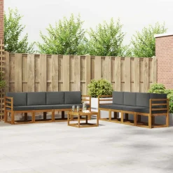 vidaXL Conjunto de sofás de exterior 9 pcs Natural y antracita Sale