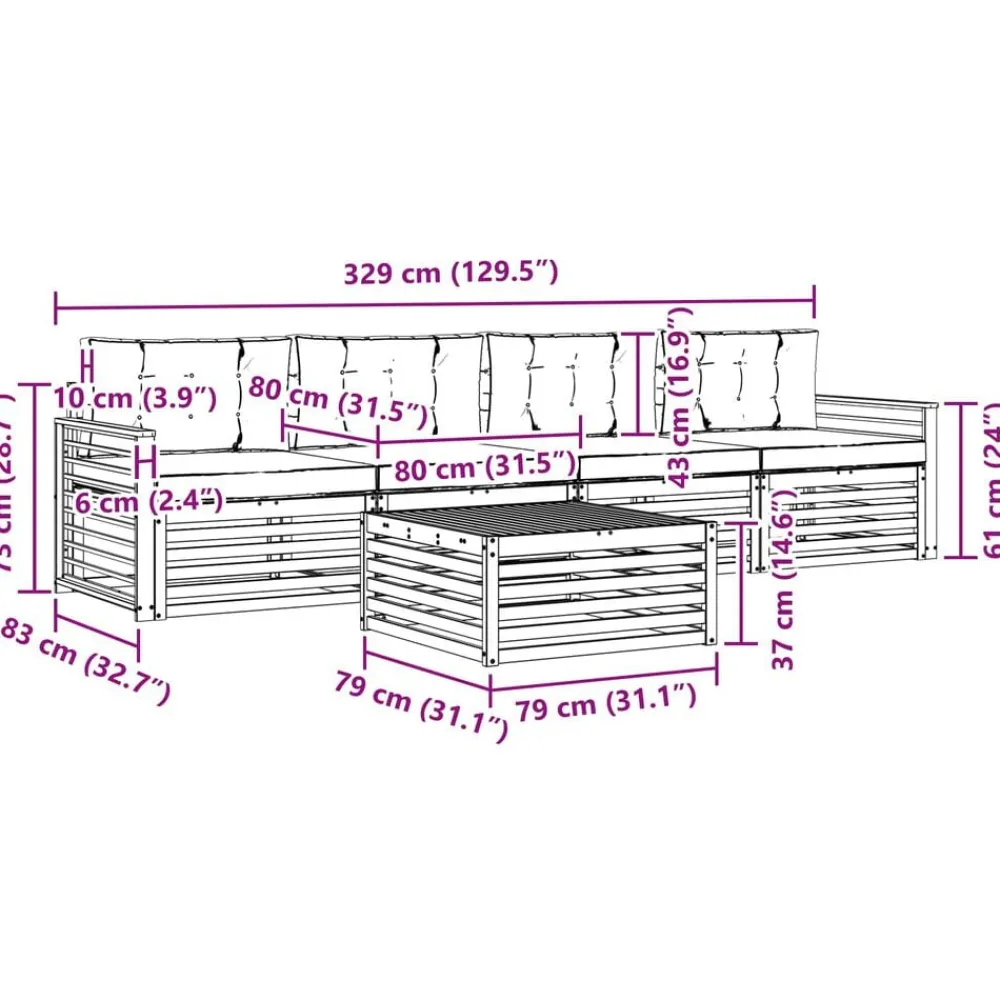 vidaXL Conjuntos De Muebles-Conjunto de sofás de exterior con cojín 5 pcs