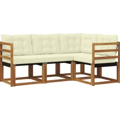 vidaXL Conjuntos De Muebles-Conjunto de sofás de exterior 4 pcs Gris Natural y Claro